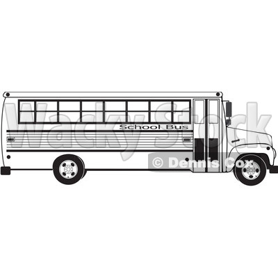 Royalty-Free (RF) Clipart Illustration of a Black And White Profiled School Bus © djart #87572