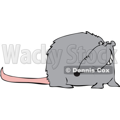 Royalty-Free (RF) Clipart Illustration of a Grinning Gray Rat With A Long Pink Tail © djart #89444