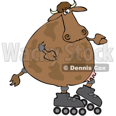 Royalty-Free (RF) Clipart Illustration of a Cow Roller Blading © djart #92110