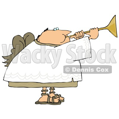 Balding Male Angel Playing a Horn Clipart Illustration © djart #9410
