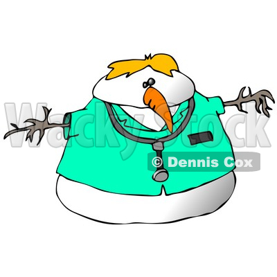 Doctor Snowman Wearing a Stethoscope Clipart Illustration © djart #9413