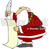 Royalty-Free (RF) Clipart Illustration of Santa Using A Quill To Writing A List © djart #100126