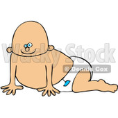 Royalty-Free (RF) Clipart Illustration of a Caucasian Baby Boy Crawling In A Diaper With A Blue Sticker © djart #101265