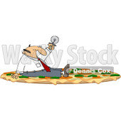 Royalty-Free (RF) Clipart Illustration of a Businessman Sitting On A Combo Pizza And Holding Up A Cutter © djart #101276