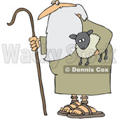 Royalty-Free (RF) Clipart Illustration of an Old Shepherd Carrying A Cane And A Lamb © djart #101706