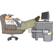 Royalty-Free (RF) Clip Art Illustration of a Businessman Relaxing With His Feet On His Desk © djart #1050675