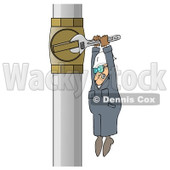 Royalty-Free Vector Clip Art Illustration of a Worker Adjusting A Pipe With A Small Wrench © djart #1051895