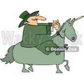 Royalty-Free Vector Clip Art Illustration of a Leprechaun Riding A Green Unicorn © djart #1051896