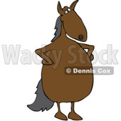 Royalty-Free Vector Clip Art Illustration of an Upset Horse Standing With His Hands On His Hips © djart #1052108