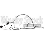 Royalty-Free Vector Clip Art Illustration of a Black And White Scared Dog Quivering Outline © djart #1052990