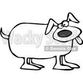 Royalty-Free Vector Clip Art Illustration of a Black And White Happy Dog Outline © djart #1052992