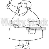 Royalty-Free Vector Clip Art Illustration of a Black And White Woman Holding A Thumb Up Outline © djart #1054265