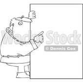 Royalty-Free Vector Clip Art Illustration of a Black And White Santa With A Big Sign Outline © djart #1054281