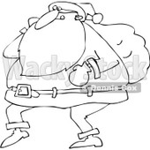 Royalty-Free Vector Clip Art Illustration of a Black And White Santa Outline © djart #1054286