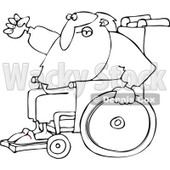 Royalty-Free Vector Clip Art Illustration of a Black And White Santa In A Wheelchair Outline © djart #1054291
