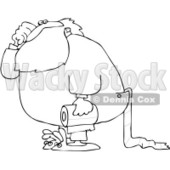 Royalty-Free Vector Clip Art Illustration of a Black And White Santa With Toilet PaperOutline © djart #1054294