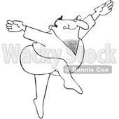 Royalty-Free Vector Clip Art Illustration of a Black And White Male Ballet Dancer Outline © djart #1054303