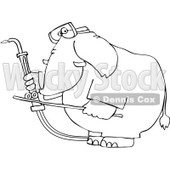 Royalty-Free Vector Clip Art Illustration of a Black And White Welding Elephant Outline © djart #1054323