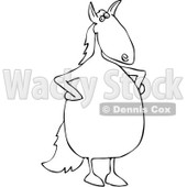 Royalty-Free Vector Clip Art Illustration of a Black And White Mad Horse Outline © djart #1054328