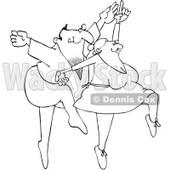 Royalty-Free Vector Clip Art Illustration of a Black And White Ballet Dancers Outline © djart #1054343