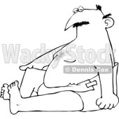 Royalty-Free Vetor Clip Art Illustration of a Coloring Page Outline Of A Man In A Diaper © djart #1055090