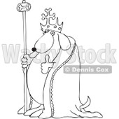 Royalty-Free Vetor Clip Art Illustration of a Coloring Page Outline Of A Dog King Holding A Thumb Up © djart #1055099