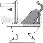 Royalty-Free Vector Clip Art Illustration of a Cat Drinking From A Toilet © djart #1055595