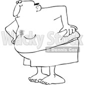 Royalty-Free Vector Clip Art Illustration of a Coloring Page Outline Of A Fat Man In His Boxers, Pinching His Love Handles © djart #1055607