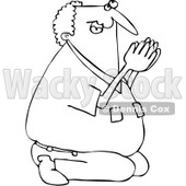 Royalty-Free Vector Clip Art Illustration of a Coloring Page Outline Of A Man Kneeling And Praying © djart #1056414