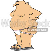 Royalty-Free Vector Clip Art Illustration of a Chubby Man Wearing A Jock Strap © djart #1056415
