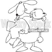 Royalty-Free Vector Clip Art Illustration of a Coloring Page Outline Of A Dog Carrying A Man © djart #1056418