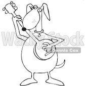 Royalty-Free Vector Clip Art Illustration of a Coloring Page Outline Of A Dog Playing A Banjo © djart #1056423