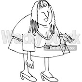 Royalty-Free Vector Clip Art Illustration of a Coloring Page Outline Of A Scraggly Woman © djart #1057869