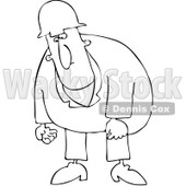 Royalty-Free Vector Clip Art Illustration of a Coloring Page Outline Of A Sad Worker Man Moping © djart #1057870