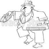 Royalty-Free Vector Clip Art Illustration of a Coloring Page Outline Of A Man With A Hole In His Sock © djart #1057871