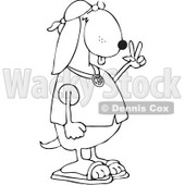 Royalty-Free Vector Clip Art Illustration of a Coloring Page Outline Of A Hippie Dog © djart #1057873