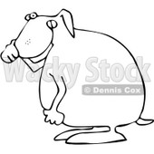 Royalty-Free Vector Clip Art Illustration of a Coloring Page Outline Of A Dog Covering His Nose © djart #1057878