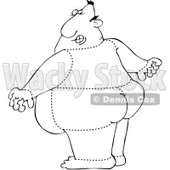 Royalty-Free Vector Clip Art Illustration of a Coloring Page Outline Of A Rear View Of A Quartered Man © djart #1059510