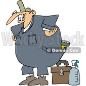 Royalty-Free Vector Clip Art Illustration of a Happy Worker With A Tool Box And Cleaner © djart #1059519