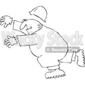Clipart Outlined Worker Tripping - Royalty Free Vector Illustration © djart #1062791