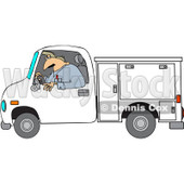 Clipart Worker Driving A Utility Truck - Royalty Free Vector Illustration © djart #1062794