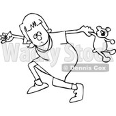 Clipart Outlined Girl Running Scared - Royalty Free Vector Illustration © djart #1062804