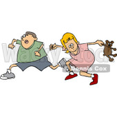 Clipart Scared Boy And Girl Running - Royalty Free Vector Illustration © djart #1062810