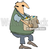 Clipart Man Carrying A Box Of Files - Royalty Free Vector Illustration © djart #1065016