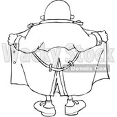 Clipart Outlined Flasher Man From Behind - Royalty Free Vector Illustration © djart #1067868