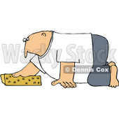 Clipart Man Kneeling And Cleaning With A Sponge - Royalty Free Vector Illustration © djart #1069032