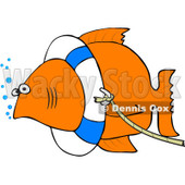Clipart Fish With A Life Buoy On Its Head - Royalty Free Vector Illustration © djart #1069896