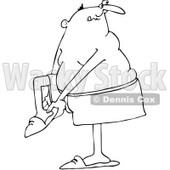 Clipart Outlined Man In Boxers Putting His Slippers On - Royalty Free Vector Illustration © djart #1071938