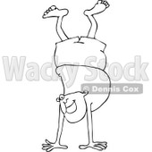 Clipart Outlined Man Doing A Handstand In Shorts - Royalty Free Vector Illustration © djart #1073584