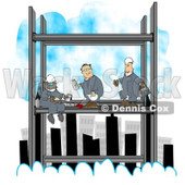 Clipart Three Skyscraper Iron Workers Eating Lunch Above The Clouds - Royalty Free Illustration © djart #1077720